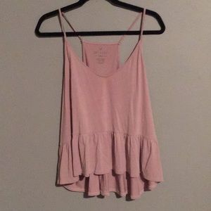 American Eagle Light Pink Peplum Tank